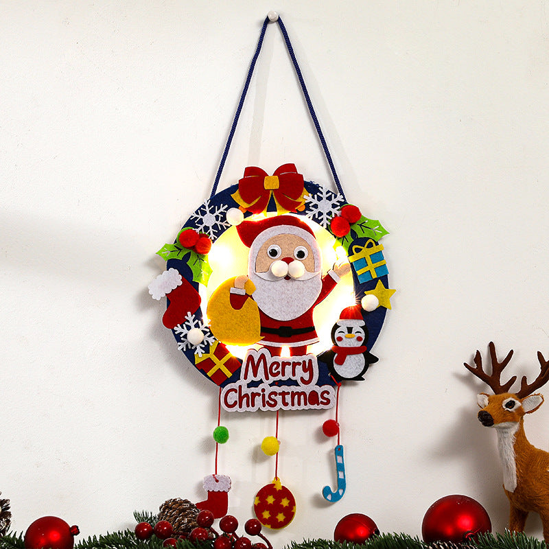 Wholesale Christmas Wreath Fabric Decoration with Lights